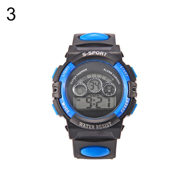 Waterproof Children LED Digital Display Alarm Date Luminous Sports Wrist Watch - MRSLM