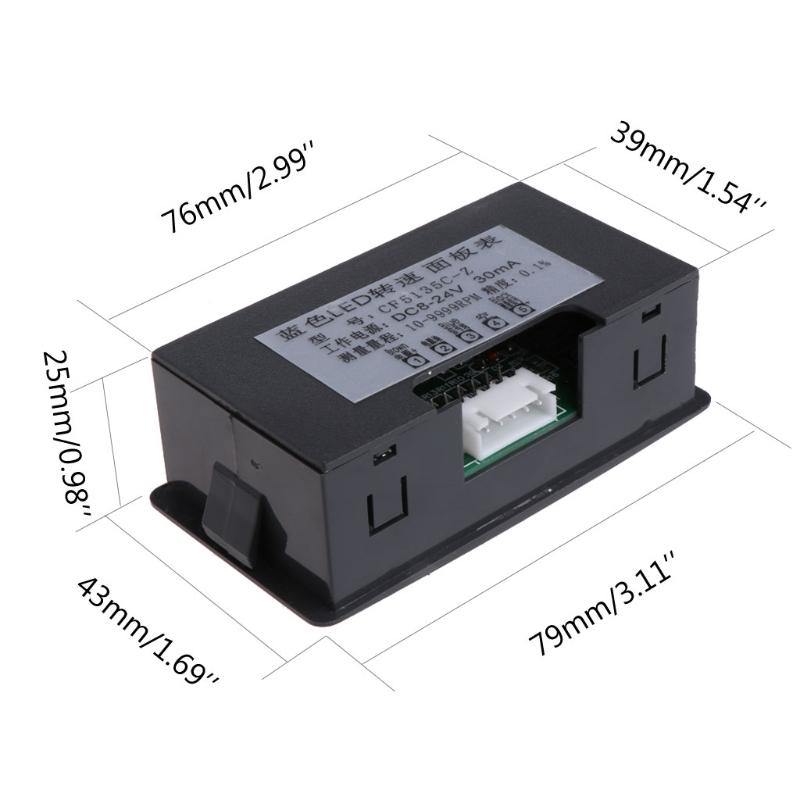 DC 8-24V 4 Digital LED Tachometer RPM Speed Meter with Hall Proximity Switch Sensor NPN 10-9999RPM - MRSLM