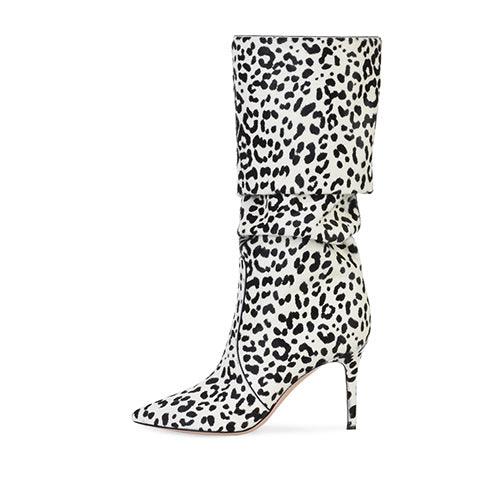 Sexy Leopard Print Women's Winter Stiletto High-heeled Boots - MRSLM