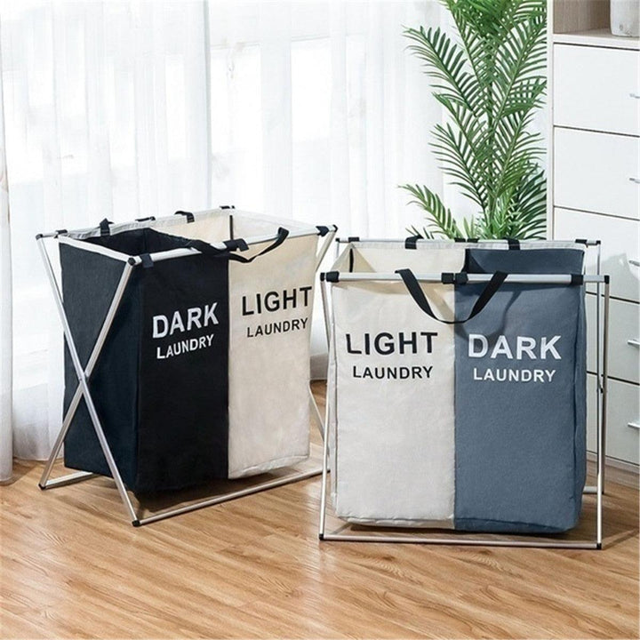 3 Grids Foldable Clothes Storage Hamper Baskets Organizer Laundry Bag - MRSLM