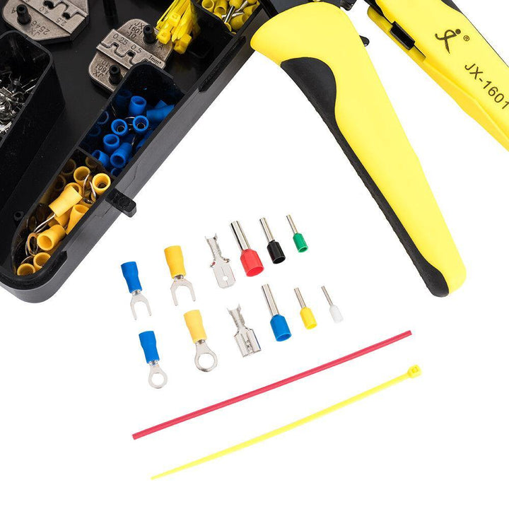 Paron JX-M5S 5 IN 1 Crimper Plier Terminal Crimper Ratchet Crimper Tube Type Crimper Tools Kit with 450Pcs Terminals - MRSLM