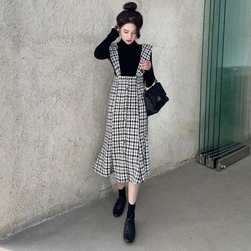 French retro plaid dress - MRSLM