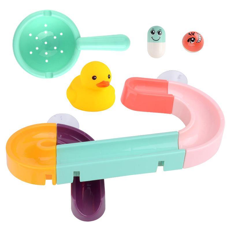 Kids Bath Toys Wall Suction Cup Marble Race Run Track Bathroom Bathtub Baby Play Water Games Toy Kit for Children - MRSLM