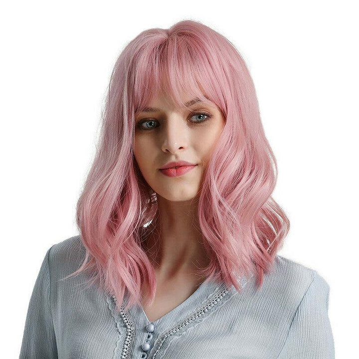 Woman Pink Wigs Short Curly Heat Resistant Synthetic Natural Hair Green Wig for Black White Women Cosplay Bob Wigs - MRSLM