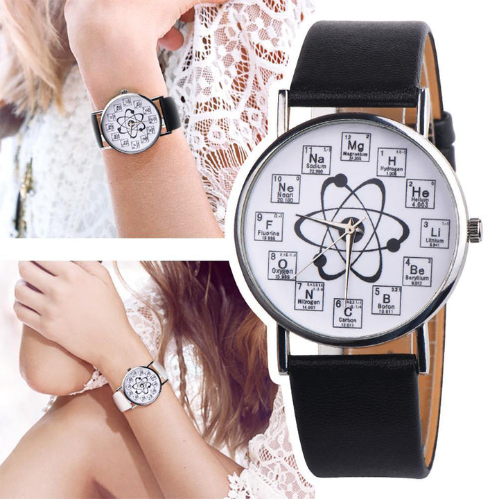 Fashion Student Chemical Element Markers Molecule Dial Quartz Analog Wrist Watch - MRSLM