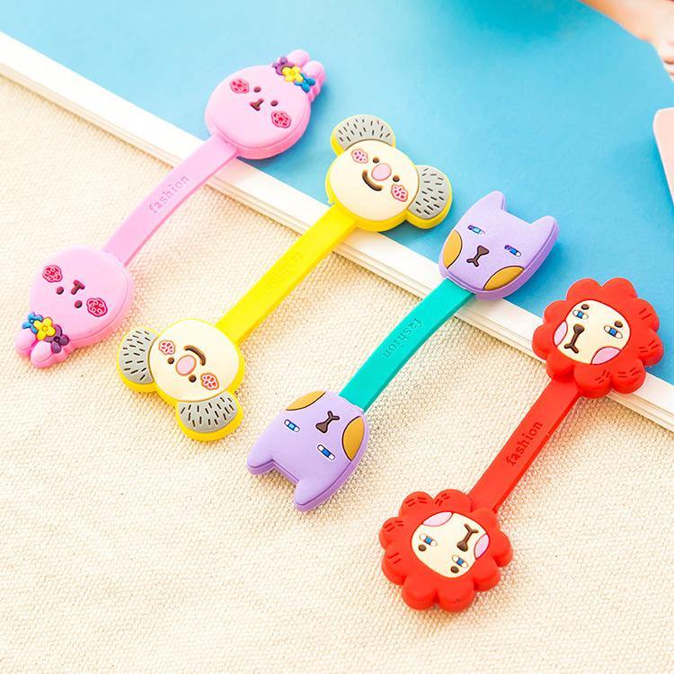 2Pcs Cable Earphome Cord Wrap Cartoon Organizer Holder Silicone Rubber USB Tidy Storage Fastener - MRSLM