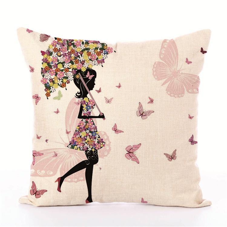 Fairy Tales Flower Style Printed Pillow Cover Butterfly Girls Pillow Case house Bed Hotel Decorative - MRSLM