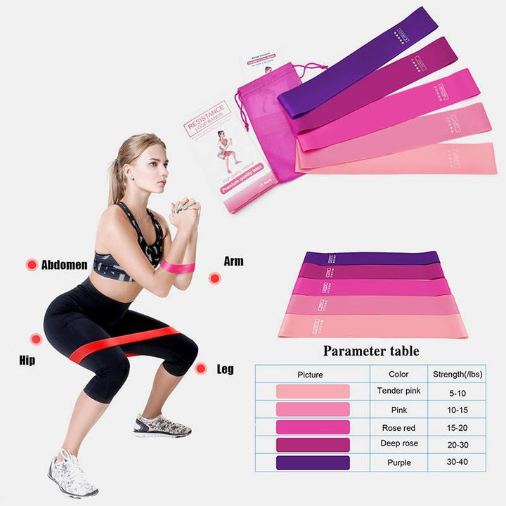 5Pcs Gradient Tension Belt,Yoga Latex Belt Tension Elastic Resistance Loop Bands Yoga Exercise Gym Training (#01) - MRSLM