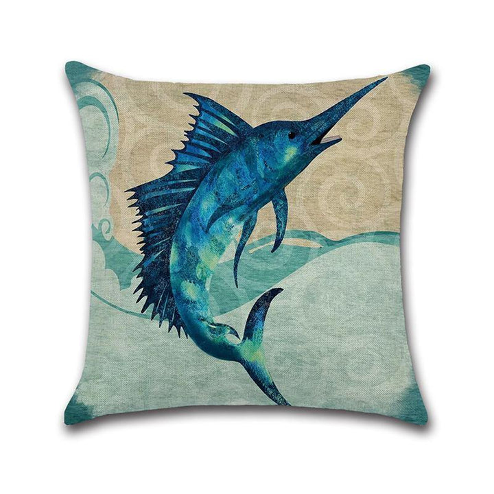 Ocean Octopus Sea House Crab Printed Cotton Linen Cushion Cover Square Sofa Car Decor Pillow Case - MRSLM