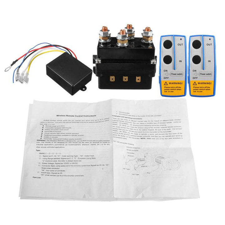 12V 500Amp HD Electric Capstan Contactor Winch Control Solenoid Twin Wireless Remote Recovery 4x4 - MRSLM