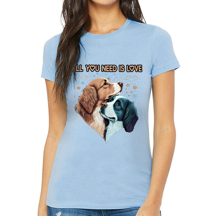 Dog Love Slim Fit T-Shirt - Cute Couple Women's T-Shirt - Art Slim Fit Tee - MRSLM