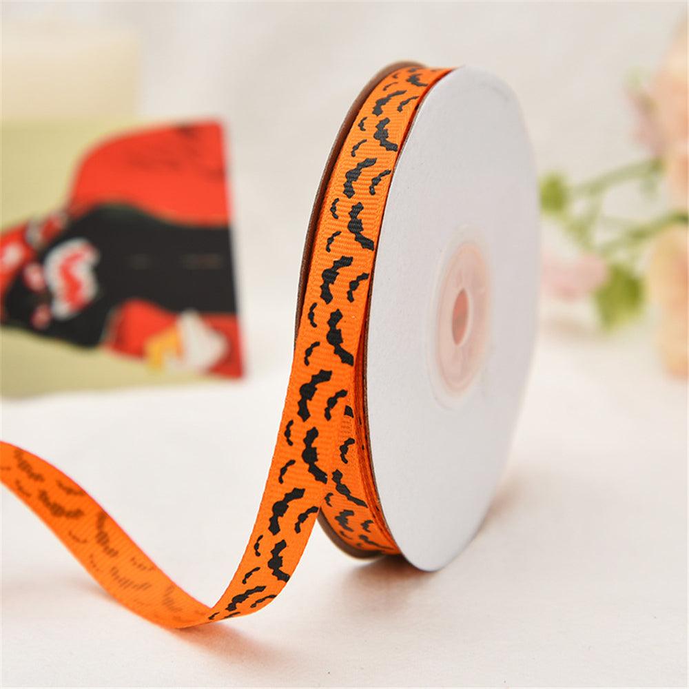 25 Yards 1cm Halloween Grosgrain Ribbon Printed Ribbons Polyester Ribbon For Wedding Christmas Decoration DIY Handmade - MRSLM