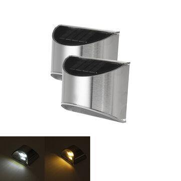 2pcs Waterproof Stainless Steel Solar Wall Lights Outdoor Fence Post Step Lights - MRSLM