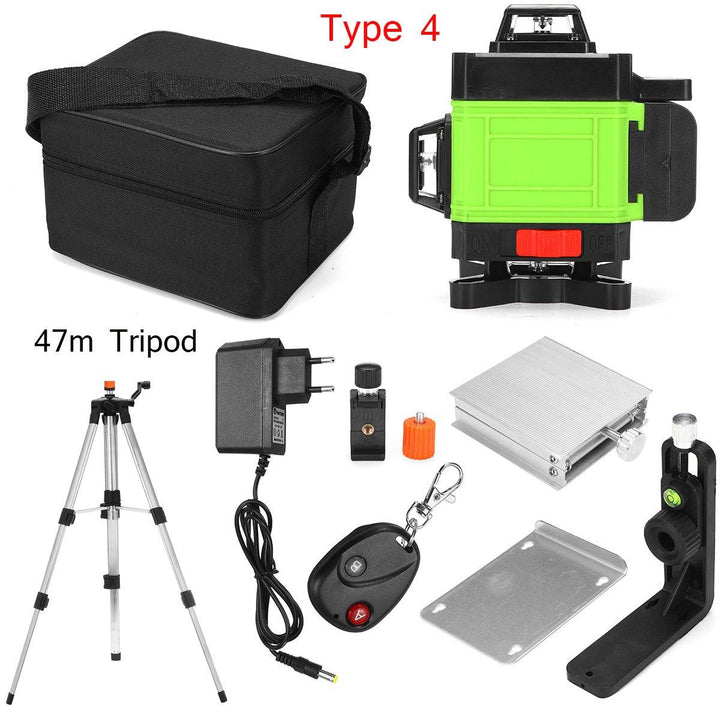 12/16 Line Green Light Laser Level Digital Self Leveling 360° Rotary Measure Tool - MRSLM