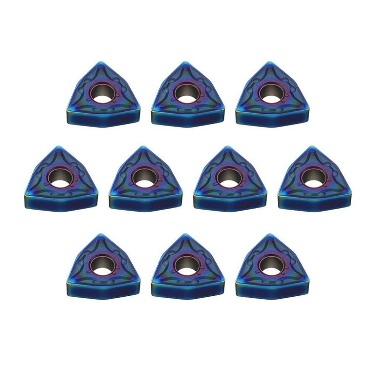 Drillpro 10pcs HRC45 Blue Nano WNMG080404 Carbide Insert for WWLNR/L MWLNR/L Turning Tool Holder - MRSLM