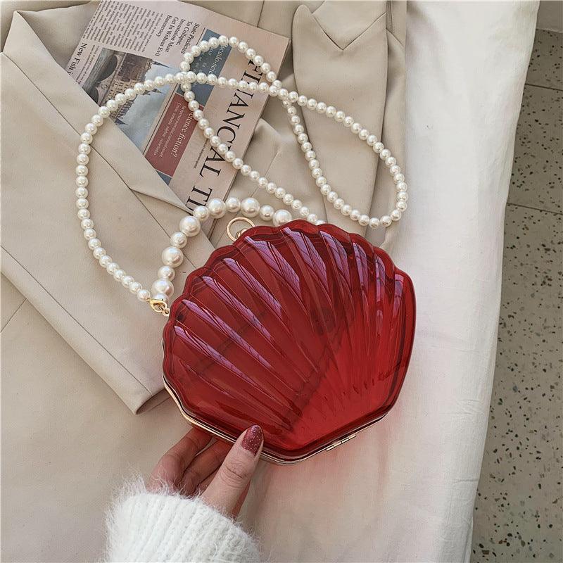 Transparent Shell Bag Box Bag Pearl Female Messenger Shoulder Retro Texture - MRSLM