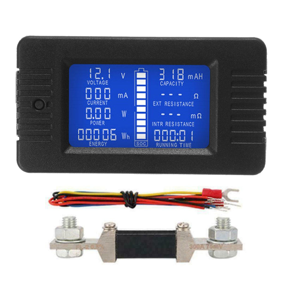 DC Multifunction Battery Monitor Meter 50A/200A/300A LCD Display Digital Current Multimeter Voltmeter Ammeter for Cars RV Solar System - MRSLM