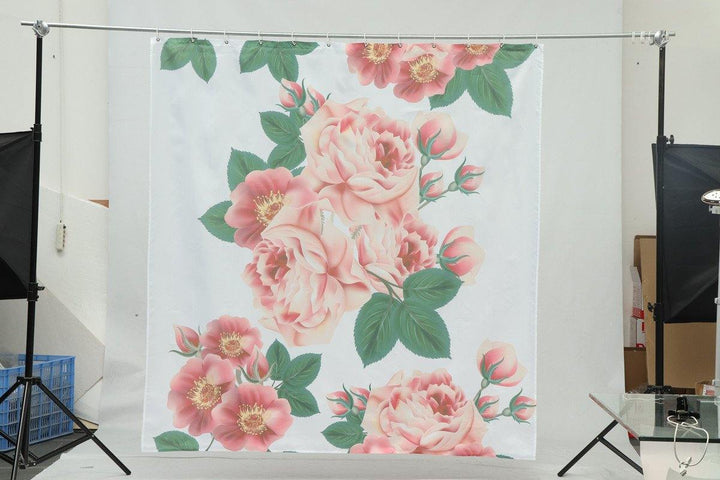 71''x71'' Long Peach Blossom Pattern Waterproof Polyester Shower Curtain with Hooks - MRSLM