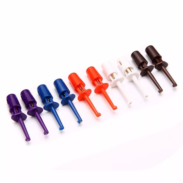 50pcs Multimeter Wire Lead Test Hook Clip Electronic Mini Test Probe Set Red White Blue Black Purple For Repair Tool - MRSLM