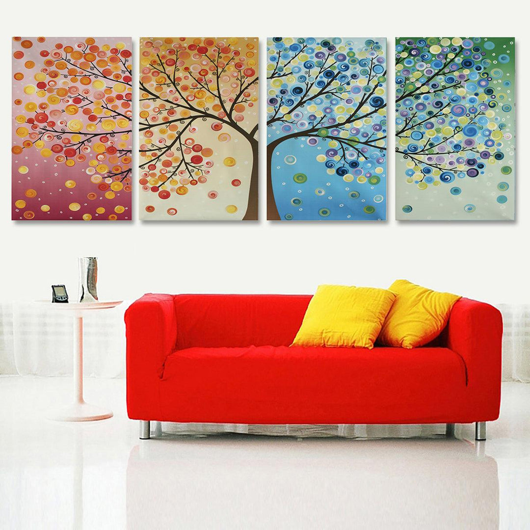 4pcs Canvas Wall Art Painting 40*60cm Hanging Pictures Season Trees Living Hall Decoration Supplies no Frame - MRSLM