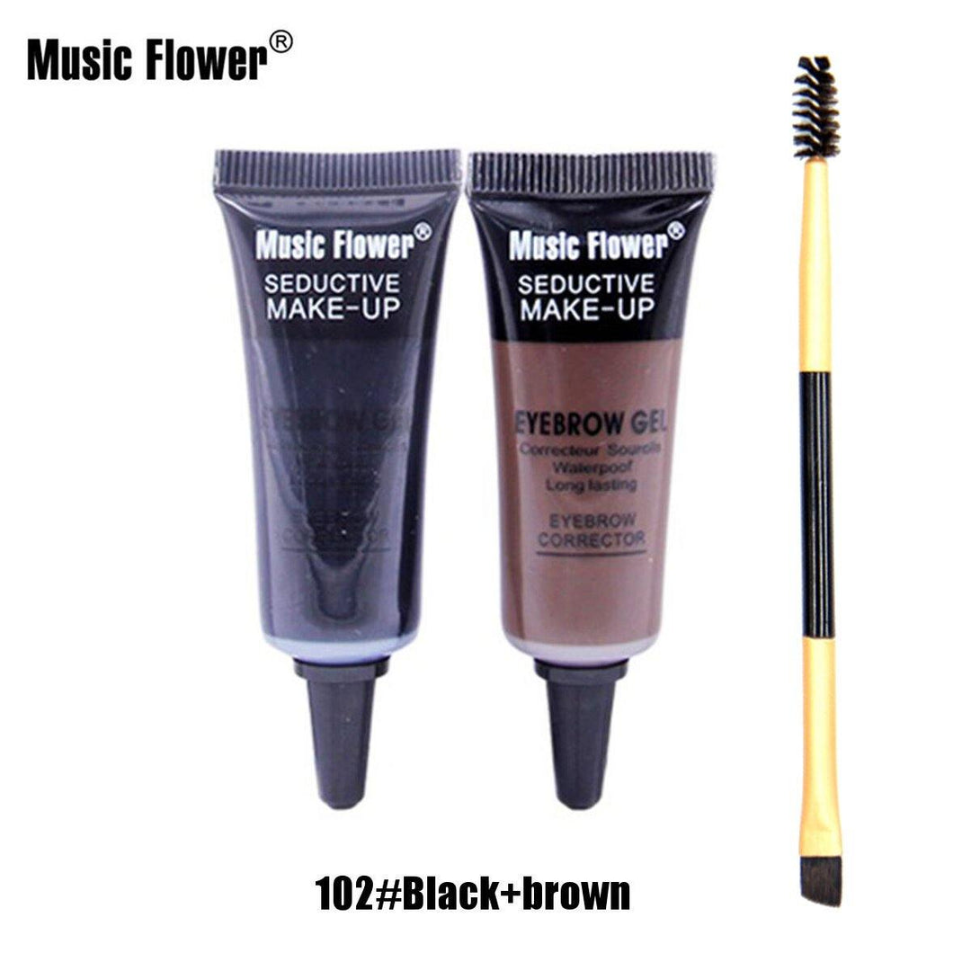 Music Flower 2 Color Eyebrow Gel Eye Brow Enhancers Waterproof Makeup Brush Set - MRSLM