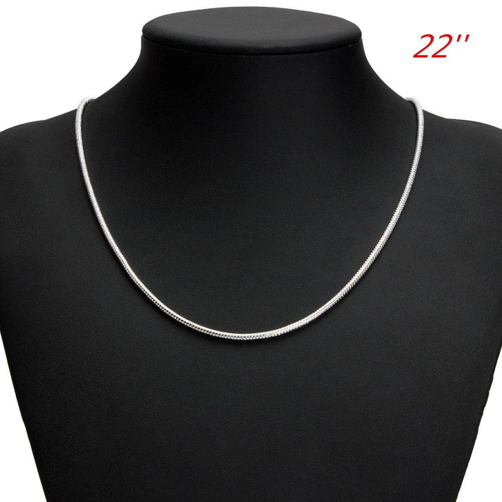 925 Silver Plated 3MM Simple Snake Unisex DIY Necklace Chain - MRSLM