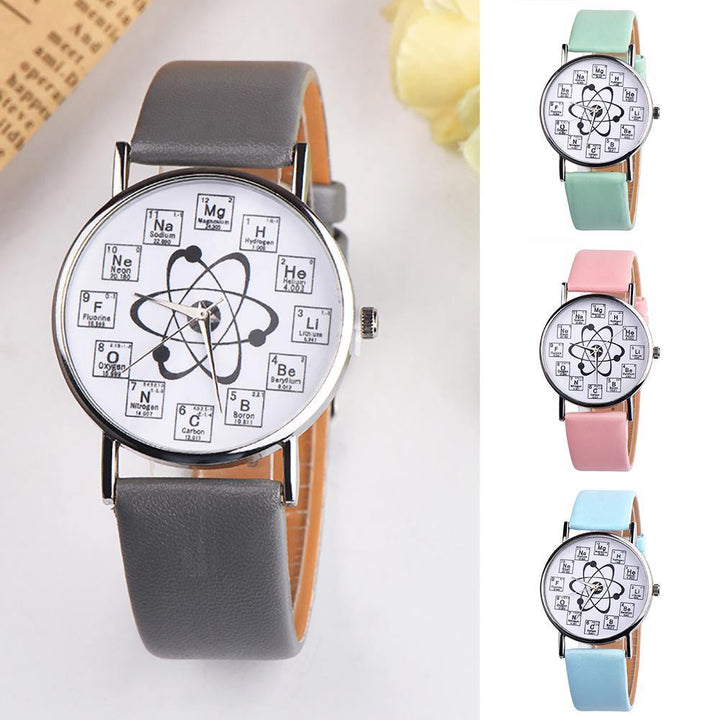 Fashion Student Chemical Element Markers Molecule Dial Quartz Analog Wrist Watch - MRSLM