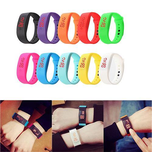 Women Men Silicone Band Strap Digital LED Display Bracelet Wrist Sports Watch - MRSLM