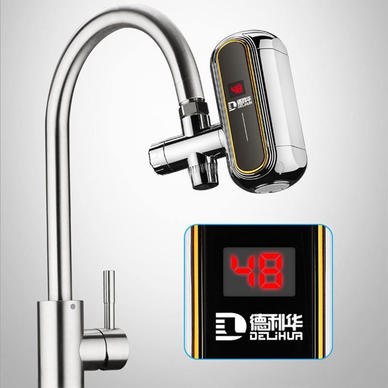 3000W Electric Water Heater Faucet Tankless Kitchen Instant Hot Water Tap Heater Digital LCD Display Easy-Install Heating Tap 220v With Free Installation Tools - MRSLM