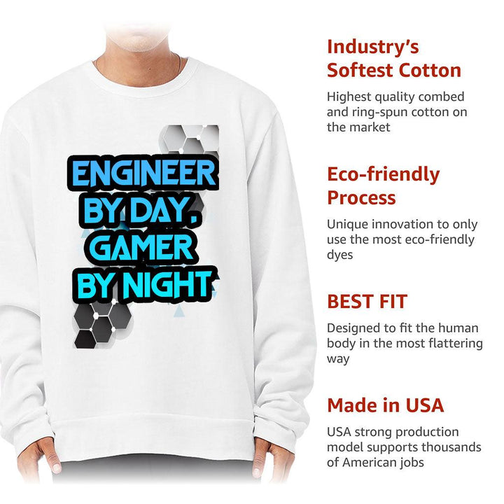 Engineer Gamer Sponge Fleece Sweatshirt - Funny Classic Sweatshirt - Printed Sweatshirt - MRSLM