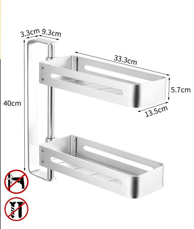 Kitchen Shelf Corner Rotation Seasoning Rack Aluminum Alloy Bathroom Multi-layer Shelf without Hole Wall Hanging Rotary Storage - MRSLM