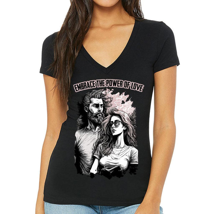 Embrace the Power Of Love Women's V-Neck T-Shirt - Graphic V-Neck Tee - Unique T-Shirt - MRSLM