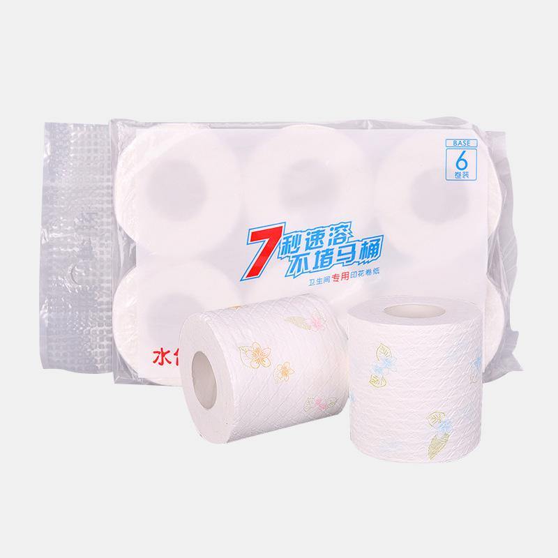 6 Rolls Printing 7-second Roll Paper Toilet Paper Hotel Soft Hydrated Wood Pulp Toilet Pape (#01) - MRSLM