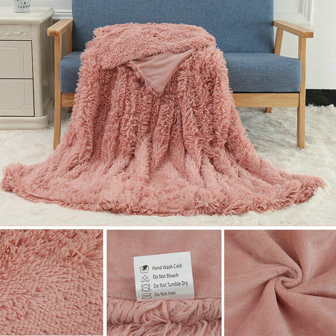 160x200cm/130x160cm MECO Large Luxury Shaggy Blankets With Heart Carpet Faux Fur Long Pile Throw Sofa Bed Soft Warm Blanket Shaggy Fluffy Rug - MRSLM