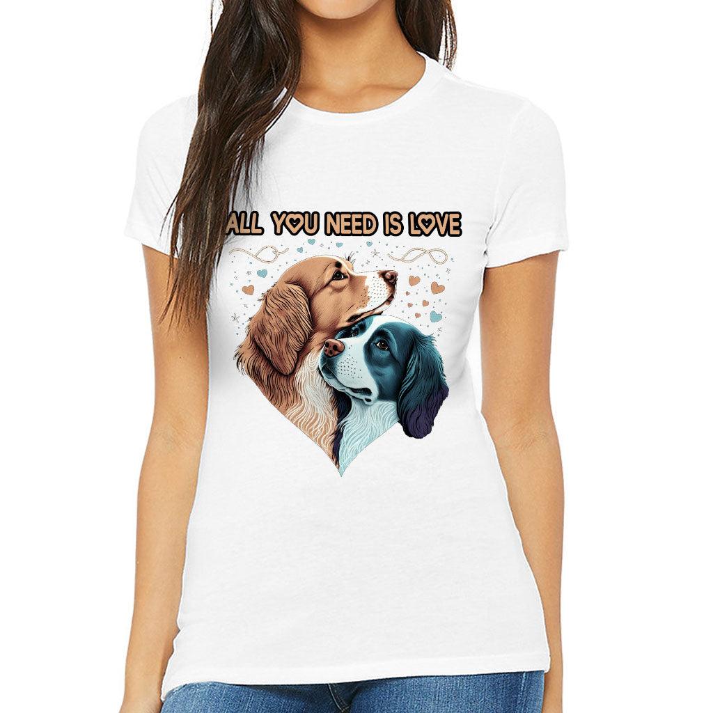 Dog Love Slim Fit T-Shirt - Cute Couple Women's T-Shirt - Art Slim Fit Tee - MRSLM