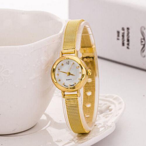 Women's Fashion Mesh Fine Alloy Band Rhinestone Dial Quartz Bracelet Wrist Watch - MRSLM