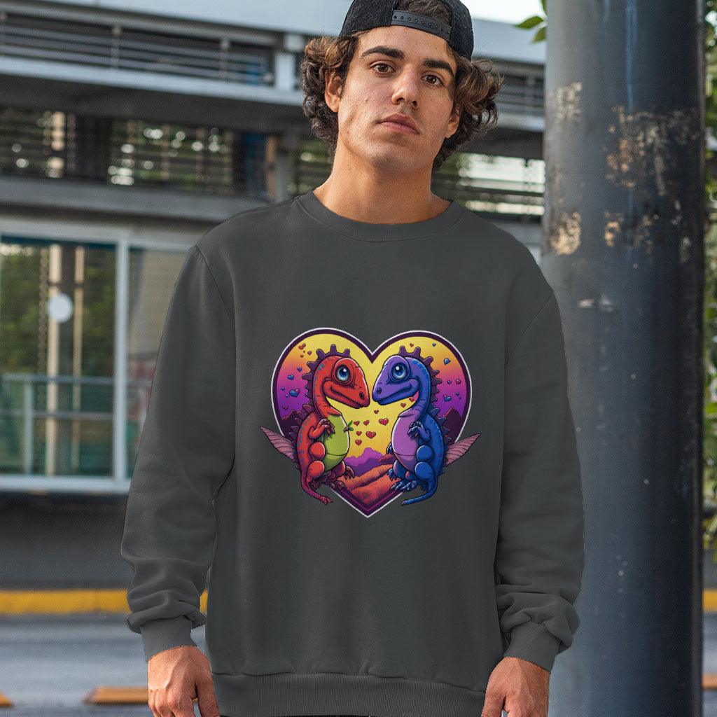 Dinosaurs in Love Sweatshirt - Art Crewneck Sweatshirt - Unique Sweatshirt - MRSLM