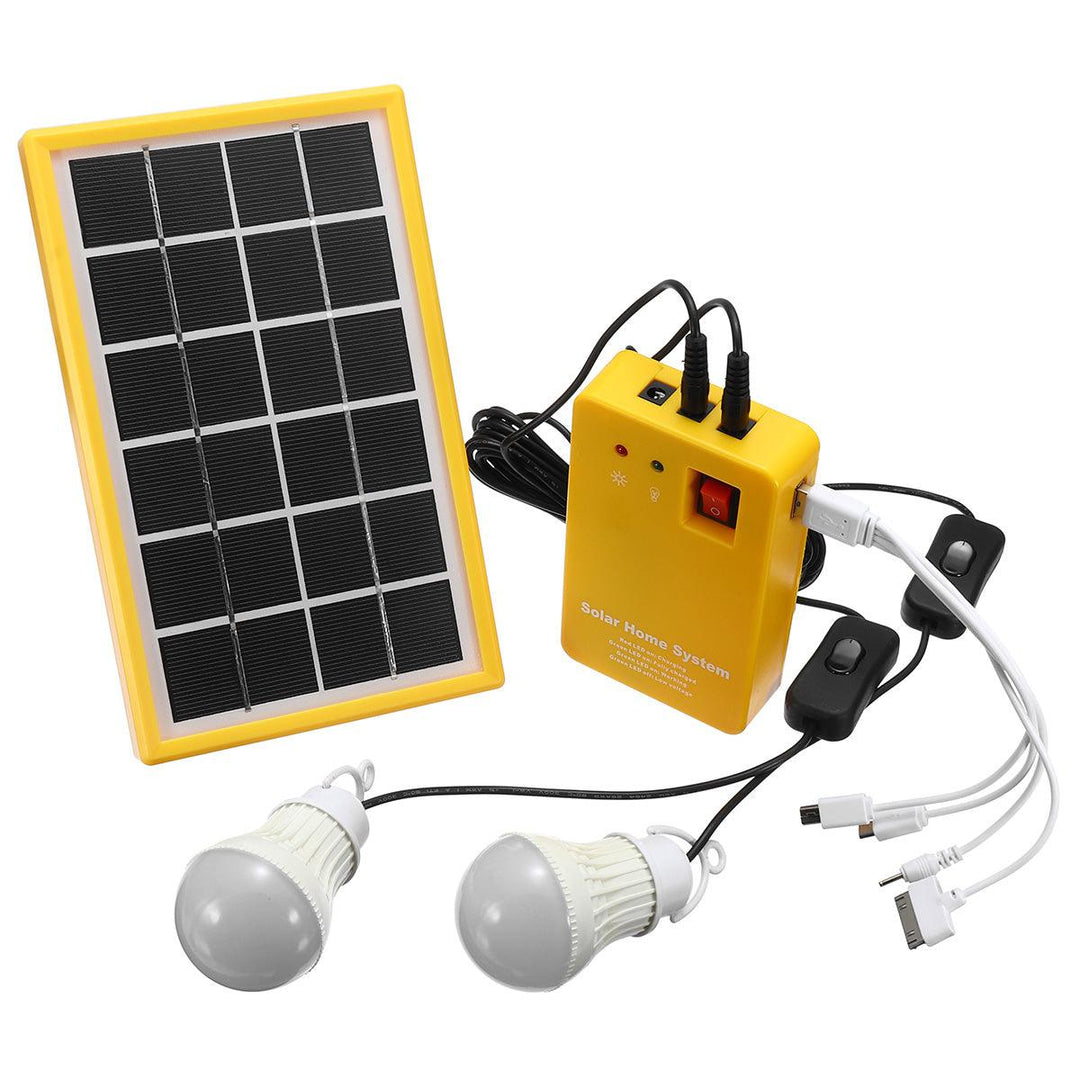 Solar Power Panel Generator Kit 5V USB Charger Home System with 3 LED Bulbs Light - MRSLM