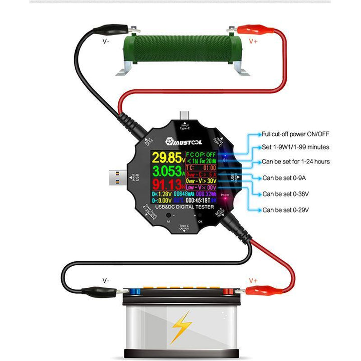 Accessories 65W Constant Current Load NTC Temperature Probe DC5525 Crocodile Clip PD3.0 QC2.0/QC3.0 Trigger Adapters For UD18 USB Tester - MRSLM