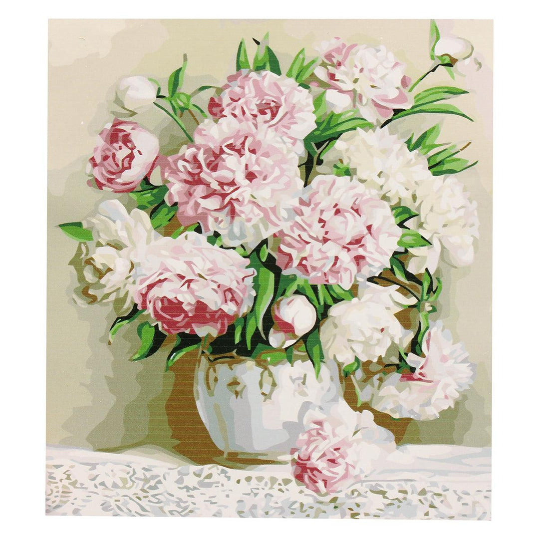 DIY Oil Painting By Number Kit Peony Flowers Painting Acrylic Pigment Painting By Numbers Set Hand Craft Art Supplies - MRSLM