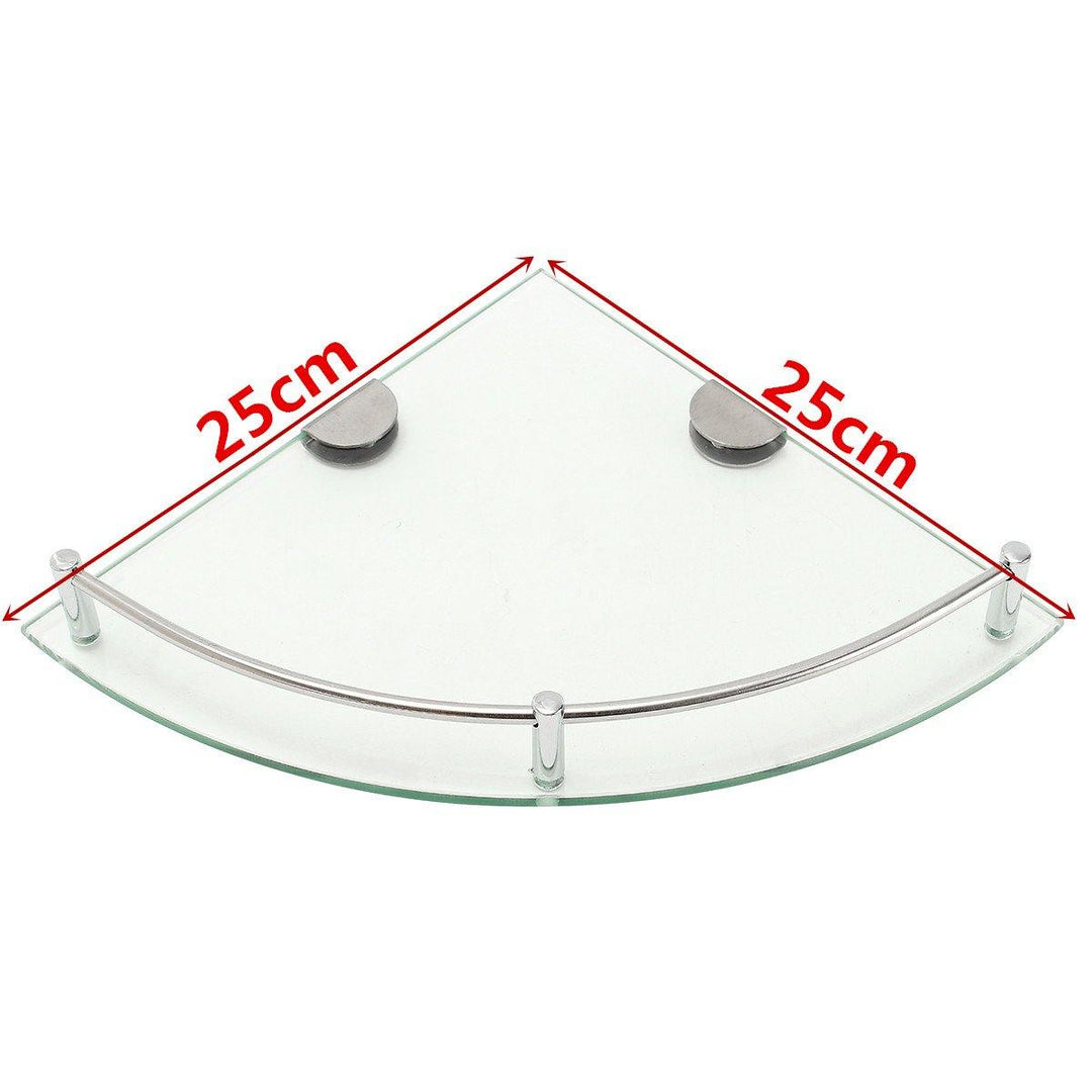 20cm/25cm Modern Glass Bathroom Bath Shower Triangular Shelf Organizer Towel Holder Single Layer - MRSLM