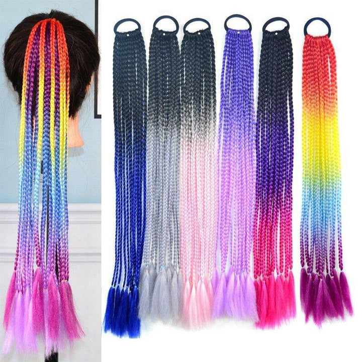 Halloween Colored Dirty Braids High Temperature Fiber Crochet Small Hair Braids Ponytail Hair Extensions - MRSLM