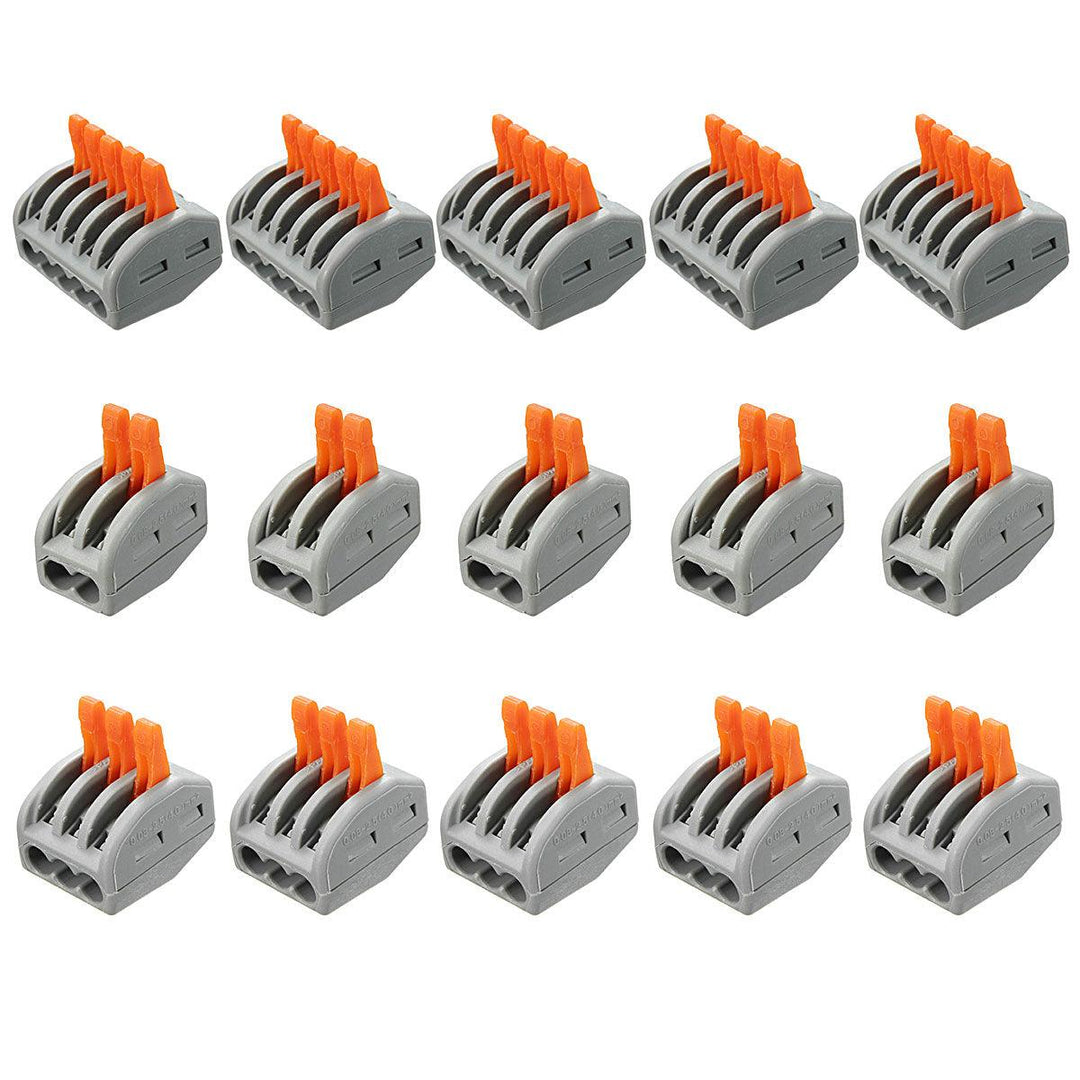 Excellway® ET25 15Pcs 2/3/5 Pins Spring Terminals Block Electric Cable Wire Connectors - MRSLM