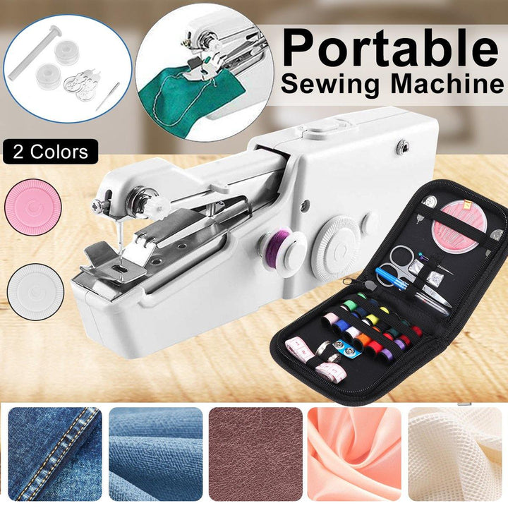 Portable Mini Handheld Cordless Sewing Machine Stitching Home Clothes + Tools Kit - MRSLM