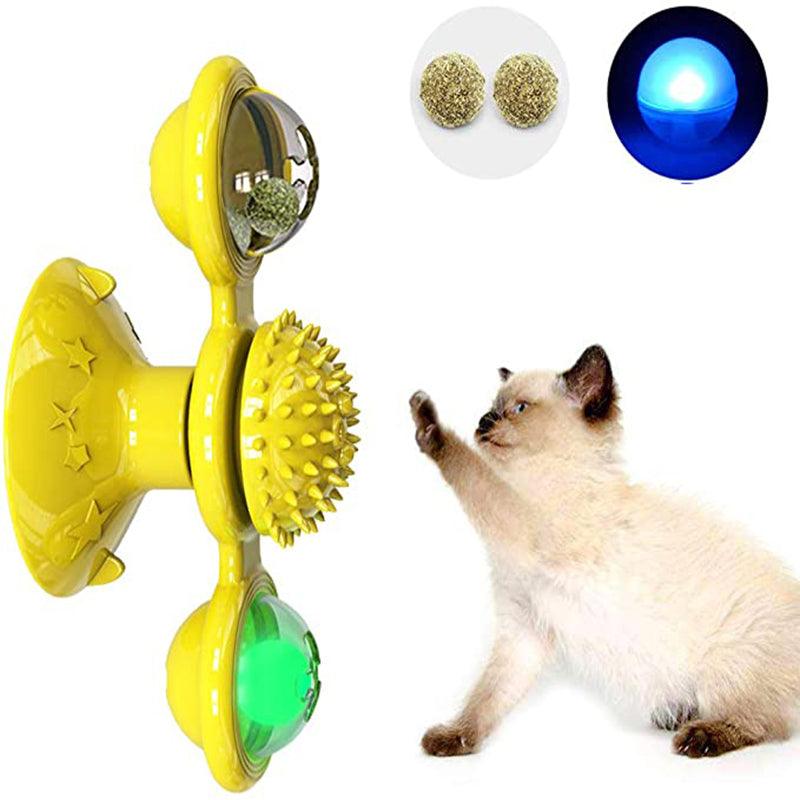 Soft Silicone Cat Toy Turntable Teasing Pet Toy Funny Interactive Massage Scratching Tickle Toy With Suction Cup - MRSLM