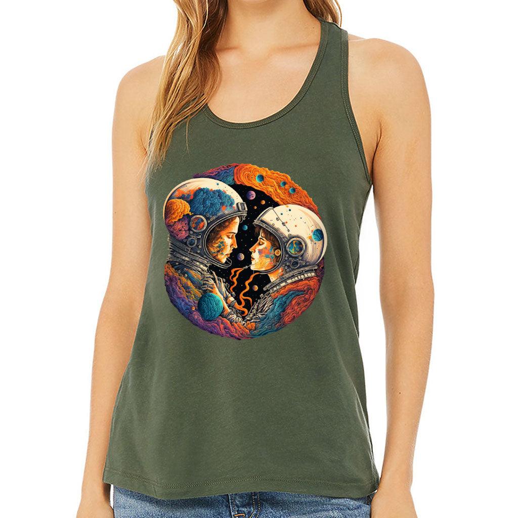 Love Astronaut Women's Racerback Tank - Fantasy Tank Top - Art Workout Tank - MRSLM