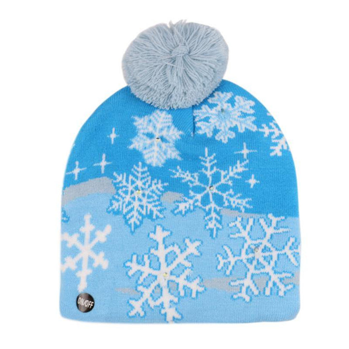 Snowman Elk Christmas Tree Flanged Ball Knit Cap - MRSLM