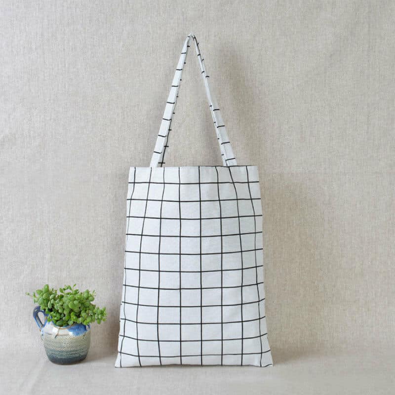 Women's Geometric Print Linen Tote Bag