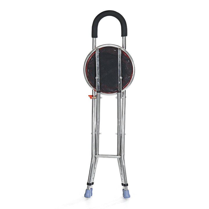 Adjustable Height Folding Stainless Steel Cane Chair Seat Portable Walking Stick - MRSLM