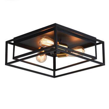 110-240V E26/E27 Retro Industrial Steampunk Flush Mount Ceiling Light Pendant Lamp Fixture Frame Without Bulbs - MRSLM